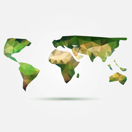 Vector bright world map in polygon style のイラスト素材
