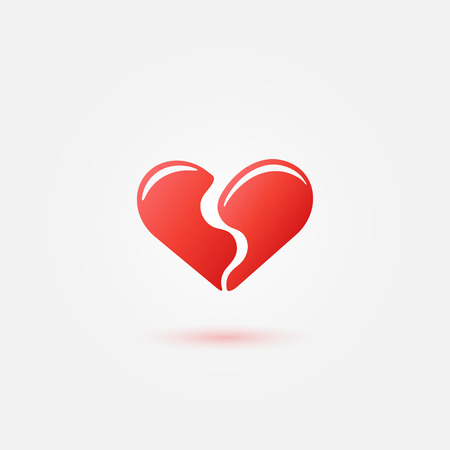 Red broken heart icon - vector love simple symbolのイラスト素材