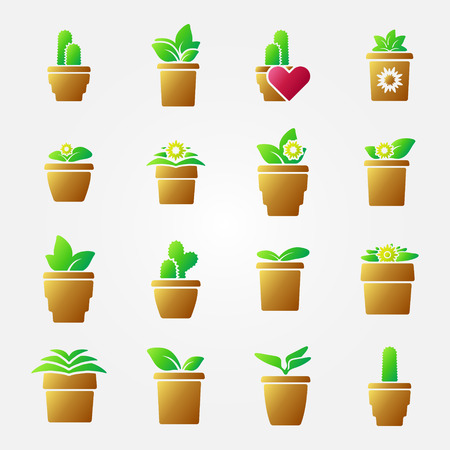 Bright home flowers icons setのイラスト素材