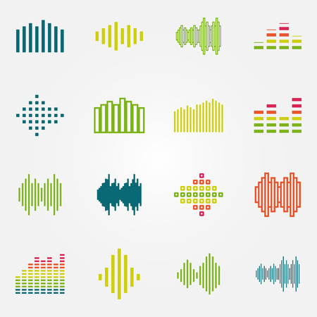Bright music sound wave or equalizer icons setのイラスト素材