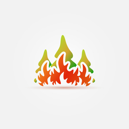 Burning forest trees in fire flames iconのイラスト素材