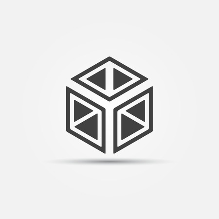 3D cube icon - vector black conceptのイラスト素材