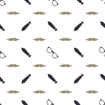 Gentlemen\'s club pattern - seamless texture made with spectacles, tie and mustacheのイラスト素材