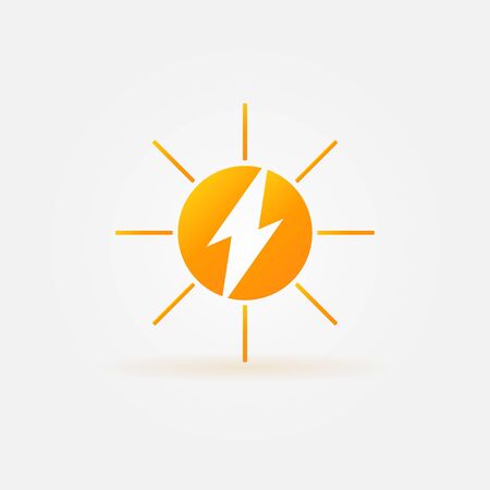 Rechargeable energy from sun icon - vector yellow concept symbol or iconのイラスト素材
