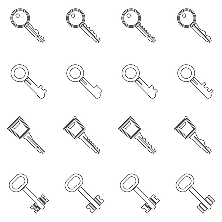 Key icons set made in thin line style - vector symbolsのイラスト素材