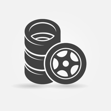 Car wheel icon - vector tires isolated symbolのイラスト素材