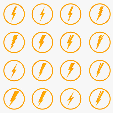 Set of lightning icons - vector flat electricity concept symbols or logosのイラスト素材