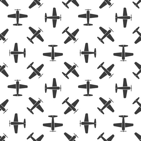 Airplane seamless pattern - vector simple texture on white backgroundのイラスト素材