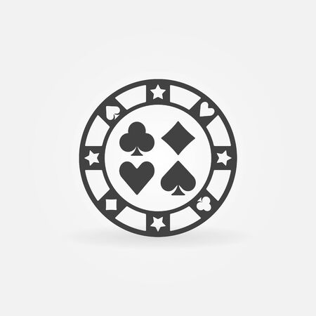 Casino chip icon - vector black poker icon or logoのイラスト素材