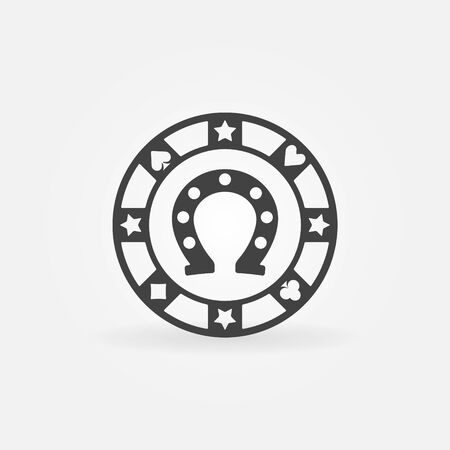 Casino or poker chip vector icon with horseshoe insideのイラスト素材