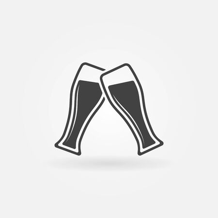 Two glasses of Beer icon or logo - vector black Beer Cheers sign or symbolのイラスト素材