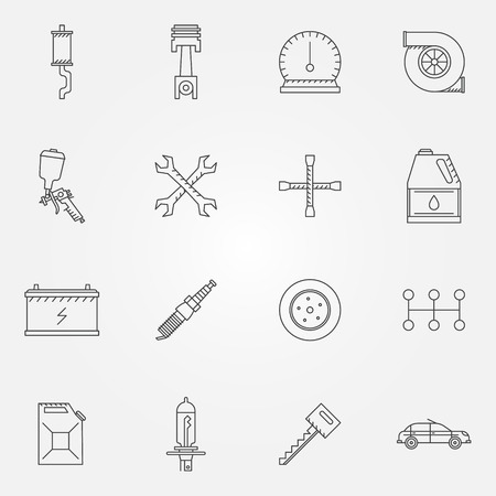 Auto service or repair icons - car line symbolsのイラスト素材