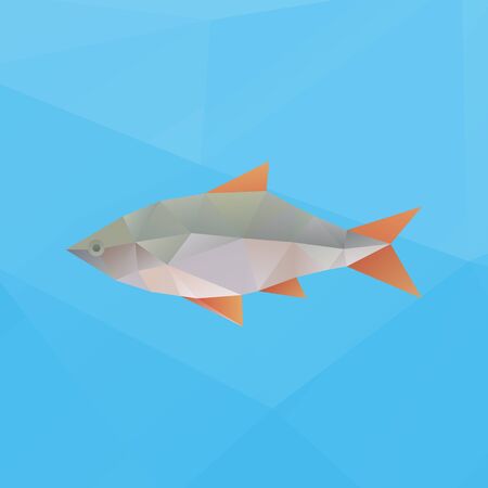 Polygonal illustration of  fish on blue backgroundのイラスト素材
