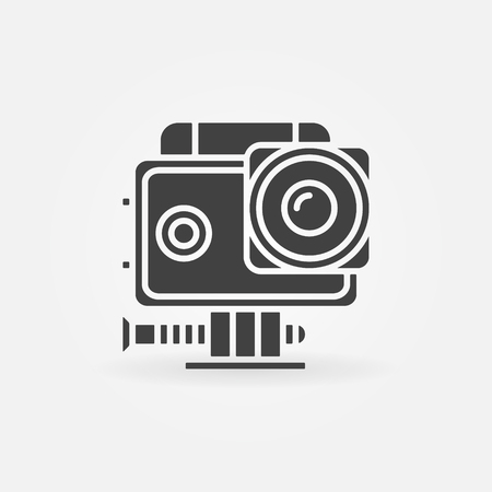 Action camera icon - black vector extreme video cam symbol in waterproof caseのイラスト素材