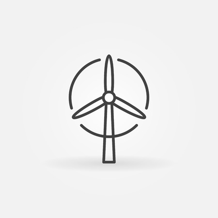 Wind turbine or icon - vector simple thin line eco energy symbolのイラスト素材