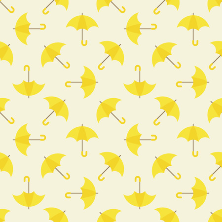 Yellow umbrella seamless pattern - vector bright repeated textureのイラスト素材
