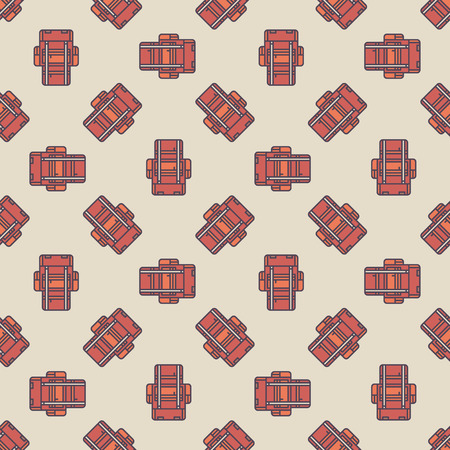 Travel or hiking seamless pattern - vector flat texture made with touristic backpacksのイラスト素材