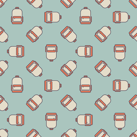 Backpack seamless pattern - vector hipster texture made with school bagsのイラスト素材