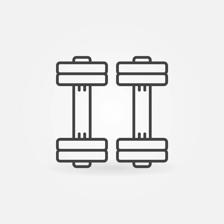 Dumbbell vector icon - pair of dumbbells outline fitness symbol or bodybuildingのイラスト素材