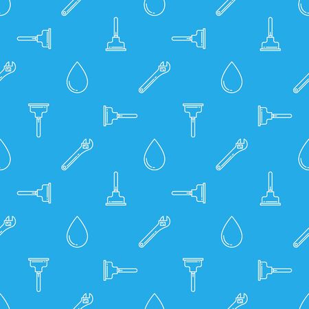 Plumbing seamless pattern - vector minimal blue plumbing texture or sanitary engineering backgroundのイラスト素材