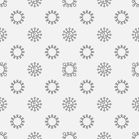 Virus or bacterium seamless pattern - vector simple medical texture made with thin line bacteria signsのイラスト素材