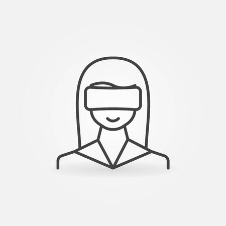 Woman wearing VR glasses icon - vector virtual reality concept symbol or logo elementのイラスト素材