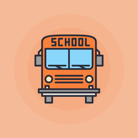 School bus flat icon - vector yellow bus transportation symbol or sign