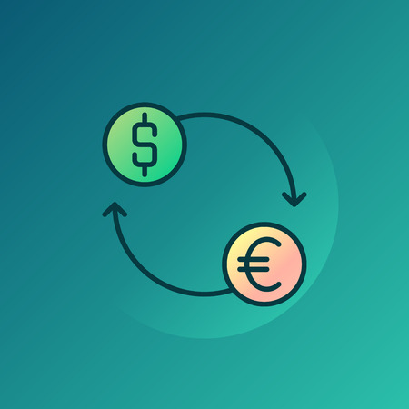 Currency exchange illustration - vector euro and dollar exchange symbol or signのイラスト素材