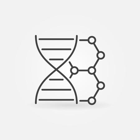 DNA linear icon. Thin line dna with molecule sign or element. Biotechnology minimal symbolのイラスト素材