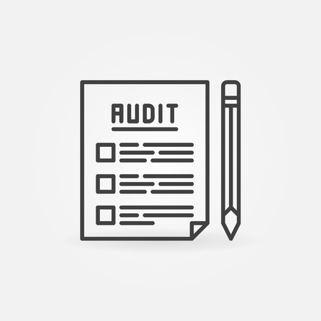 Audit documents outline icon. Vector financial document with pencil concept minimal symbolのイラスト素材