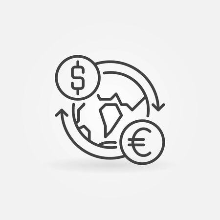 Dollar to Euro convert icon. Vector currency exchange worldwide concept sign in thin line styleのイラスト素材