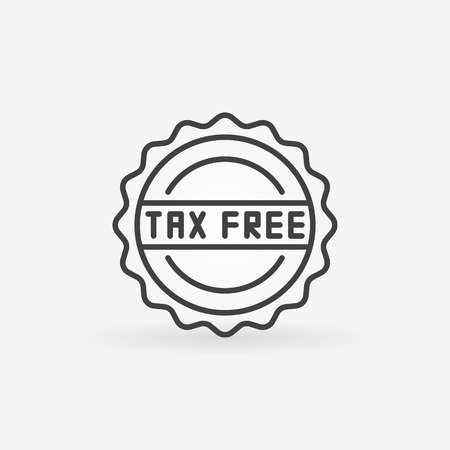 Tax free minimal icon - vector badge or label in thin line styleのイラスト素材