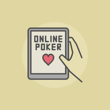 Online poker colorful icon. Vector online gambling on tablet concept symbolのイラスト素材