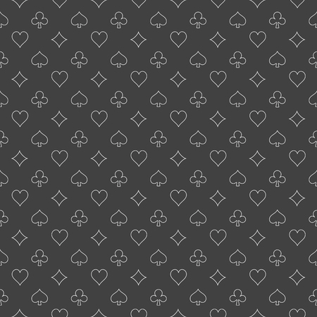 Simple casino pattern made with four card suits. Dark casino or poker textureのイラスト素材