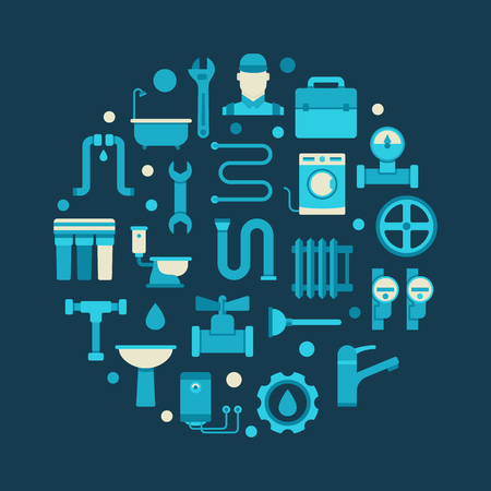 Plumbing circular illustrationのイラスト素材