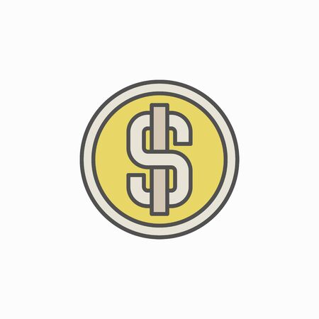 Colorful dollar coin iconのイラスト素材