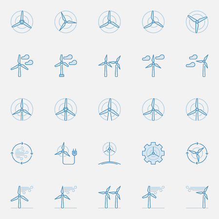 Wind turbine blue iconsの写真素材