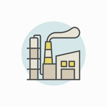 Manufacturing plant colorful iconのイラスト素材