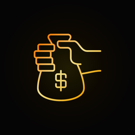 Money bag in hand golden iconのイラスト素材