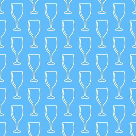 Blue wine glass seamless patternのイラスト素材