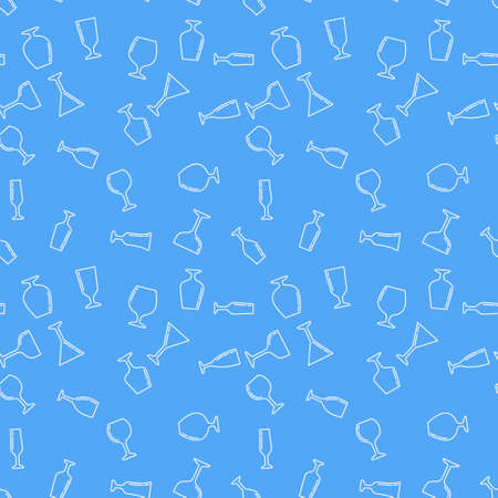 Glasses vector seamless blue patternのイラスト素材