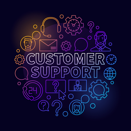 Colorful customer support round illustration. Vector customer seのイラスト素材