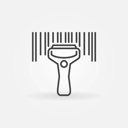 Barcode scanning linear icon. Vector bar code scanner concept symbol in thin line styleのイラスト素材