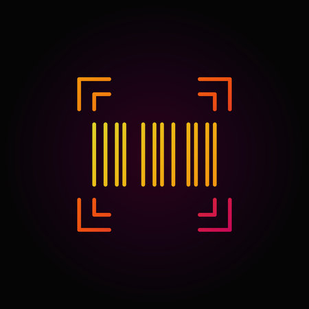 Barcode vector colorful linear icon on dark background
