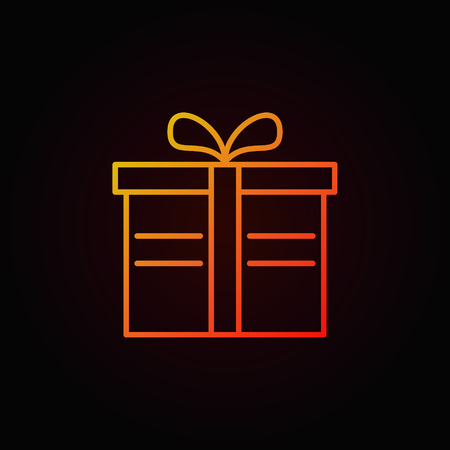 Gift box vector colored line icon on dark backgroundのイラスト素材