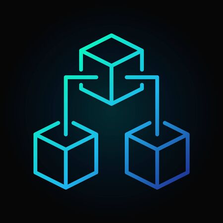 Block chain blue vector concept icon in thin line style on dark backgroundのイラスト素材