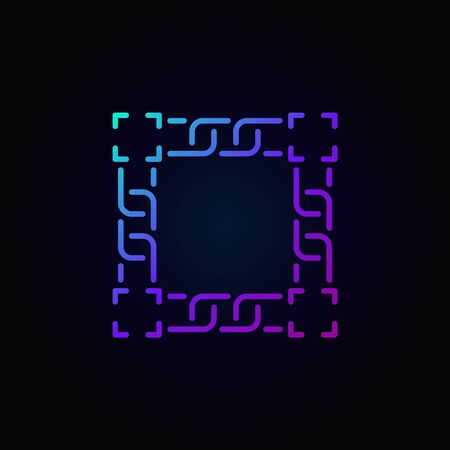 Colored vector blockchain line icon or logo elementのイラスト素材