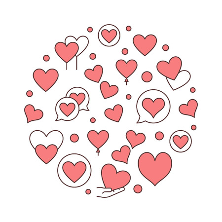 Red Hearts round vector creative illustrationのイラスト素材