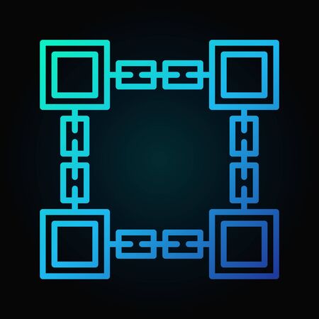 Vector blockchain technology blue line icon or logo elementのイラスト素材