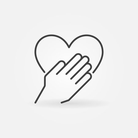 Hand with heart concept vector outline iconのイラスト素材